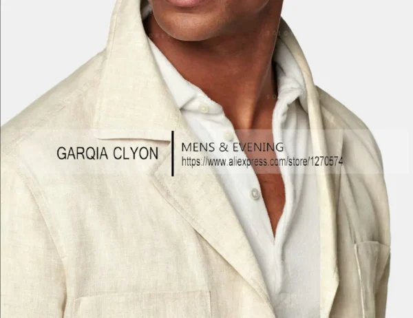 New 2Pcs Linen Men’s Suit With Belt For Summer Wedding Events - Image 5