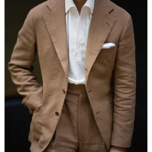 Casual Men's Suits Linen Daily Summer Blazer Notch Lapel Single Breasted