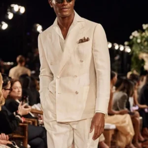 Ivory Linen Men's Suit 2-Piece Formal Casual Groom Wedding Tuxedo