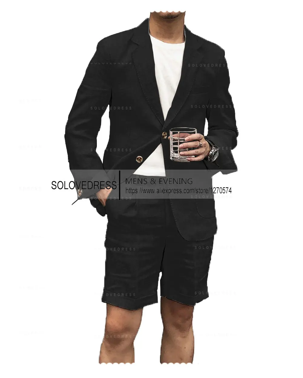 New Casual Men's Suit Jacket Summer Spring Linen Blazer Two-piece Set - Image 5