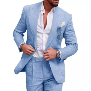 Korean Linen Men’s Business Two-Piece Suit Spring Casual Set