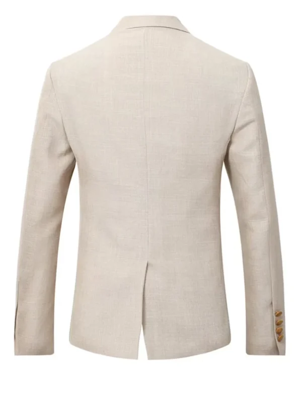 High Quality Linen Men Suit Three Piece Slim Fit Wedding Outfit Set - Image 4